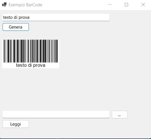 Figura 1 – La finestra con la generazione del codice a barra