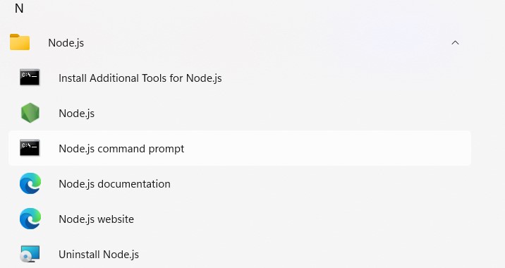 Figura 1 – l’installazione di Node in Windows