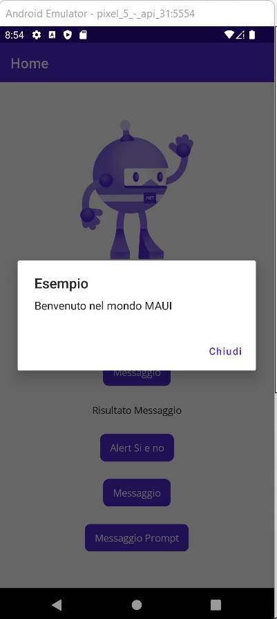 Figura 2 – L’esecuzione della nostra applicazione su emulatore Android