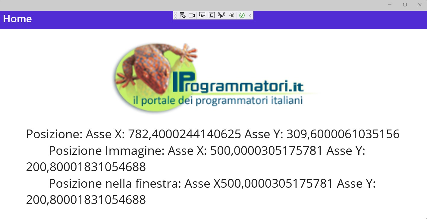 Figura 1 – Le coordinate del mouse nell’immagine.