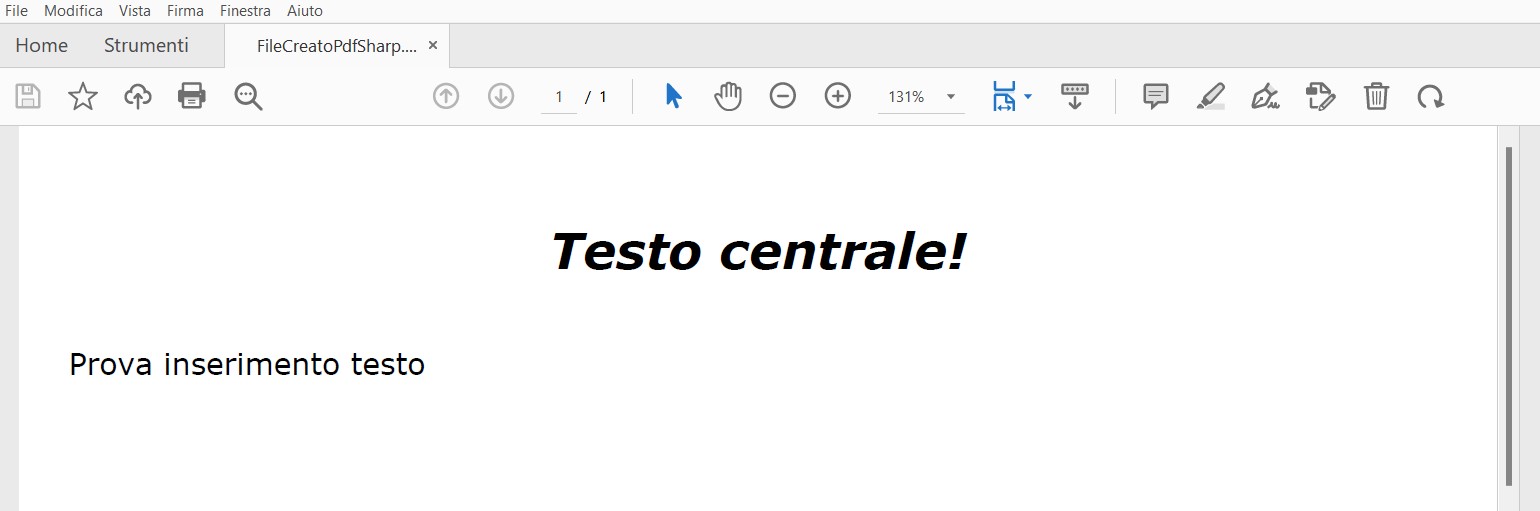 Figura 3 – Il risultato della creazione del file pdf.