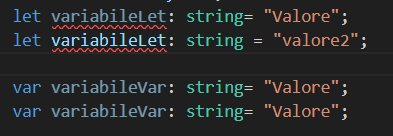 Figura 5 – la dichiarazione di variabili con let e var.