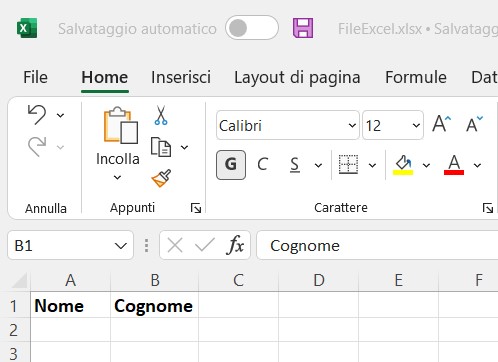 Figura 1 - Il file Excel 