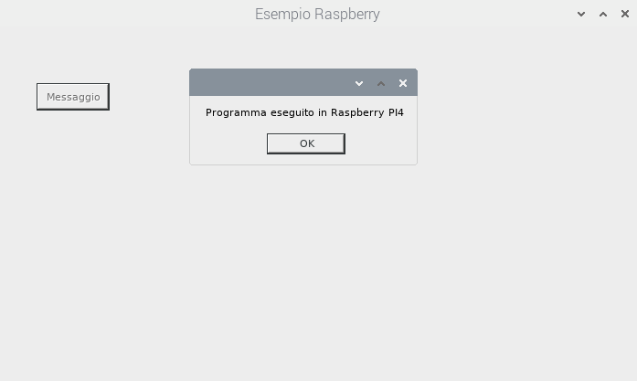 Maschera esecuzione programma Raspberry