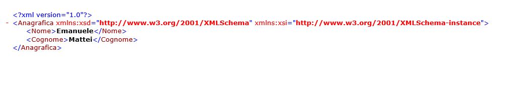 Esempio oggetto serializzato XML - semplice