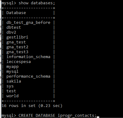 comandi mysql