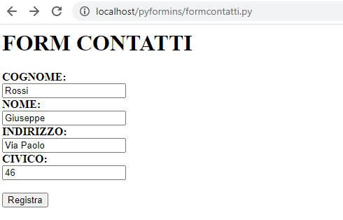 Forma contatti