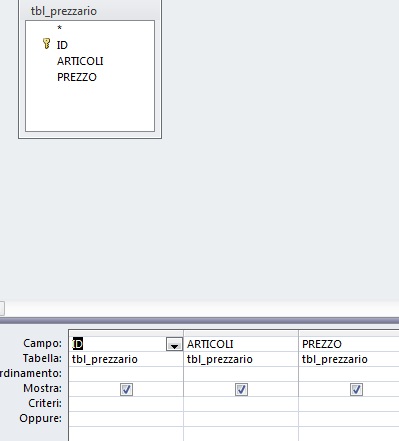 Query1 con tutti e 3 i campi