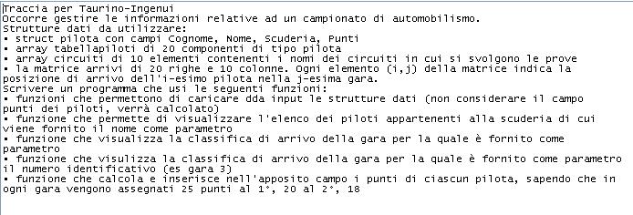 Questa è la traccia.