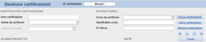 Maschera rilascio certificati