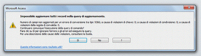 errore query